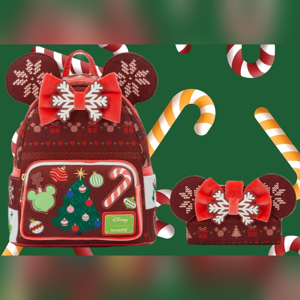 ❤🎄🎁❄ NWT Mickey Sweater Loungefly and Wallet Set, PERFECT CONDITION!